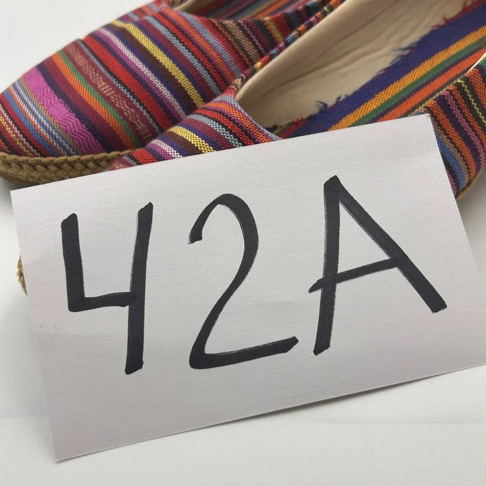 Marino Espadrille Flats Womens 7.5 SS Multi Color Striped Boho Summer Shoes‎